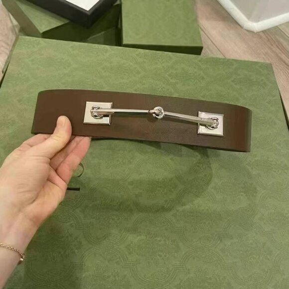 NWOT Authentic GUCCI Leather Horsebit Waist Belt, Brown - Picture 1 of 3